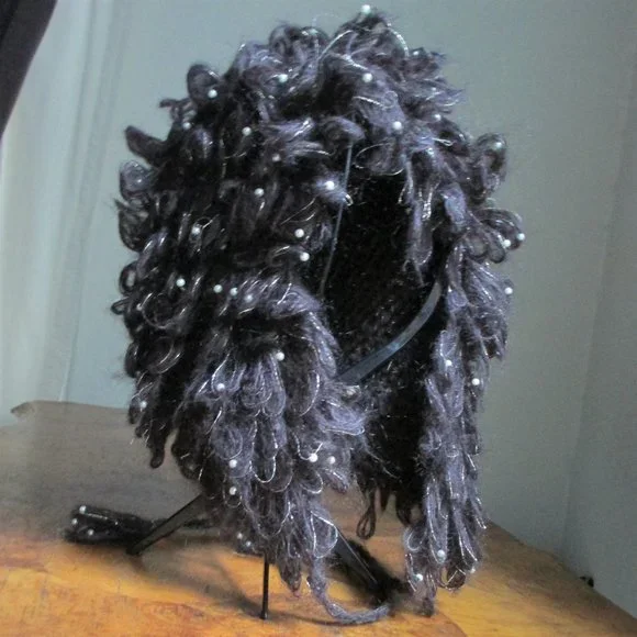 NWOT Shaggy Loop Knit Pearl Bead Wool Blend Trapper Hat - Picture 5 of 10